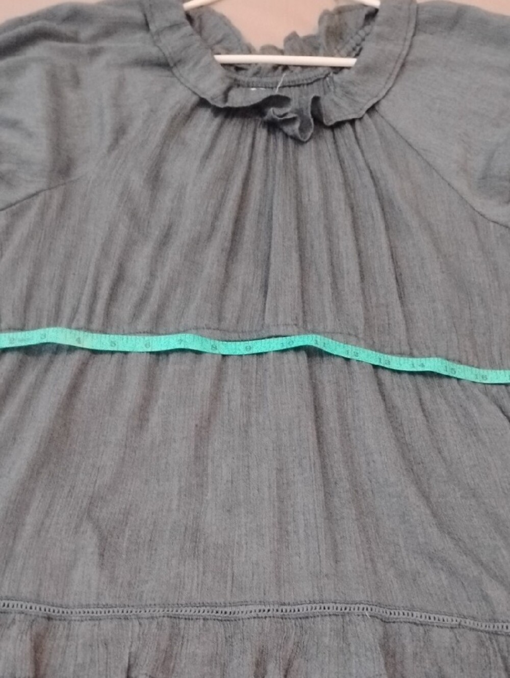 Women's Blue Ruffled Short Sleeve Dress - Picture 8 of 10